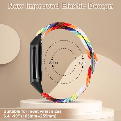 Braided Band Compatible with Fitbit Charge 6/Fitbit Charge 5, Soft Nylon Solo Loop Adjustable