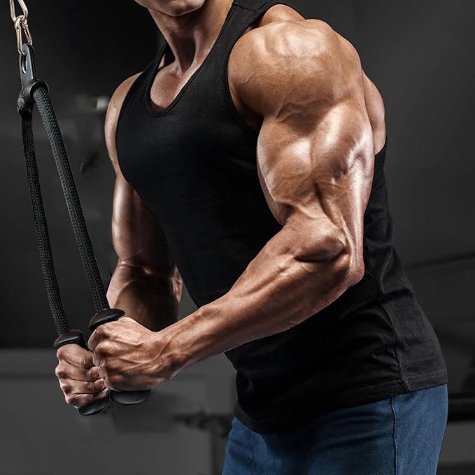 Ergonomic Tricep Rope Pulldown Attachments, Upgraded 27 32 40 & 47 Inch Extra Long Triceps Rope