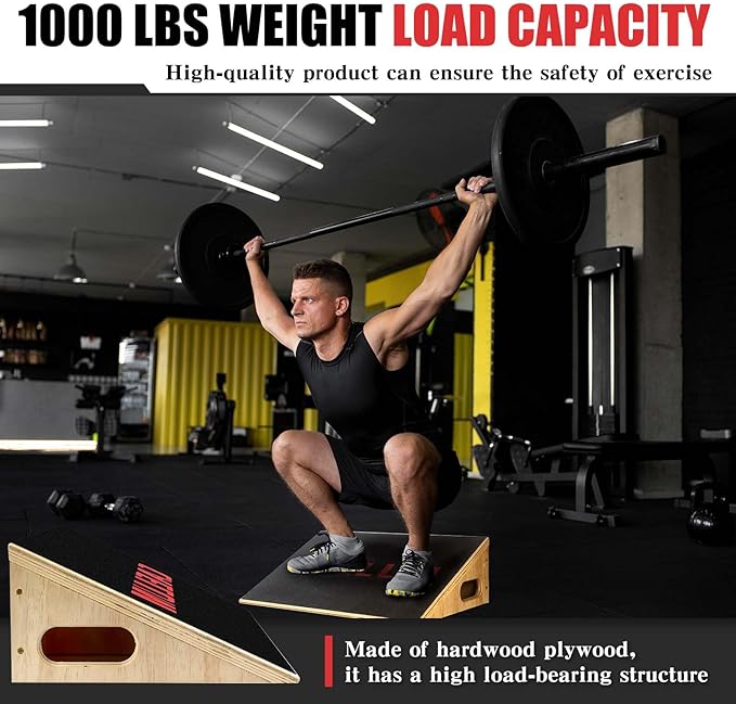 CAELUM Slant Board for Squats, Training Incline Board for Knees Over Toes, Wooden Non-Slip 25