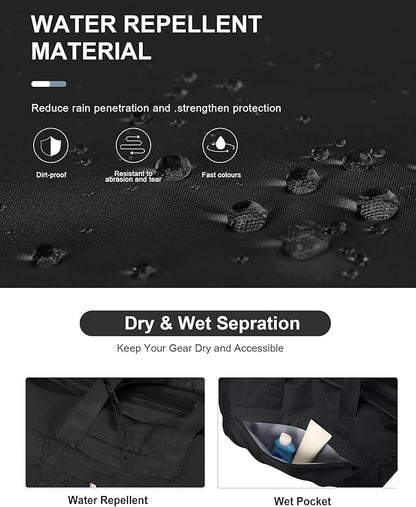 Gym Bag for Women Men, Sport Duffel Bag with Toiletry Bag & Shoe Compartment,Waterproof Travel