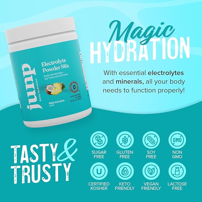 JUNP Electrolytes Powder No Sugar No Carbs – Pina Colada Coconut Pineapple Keto Electrolyte Drink