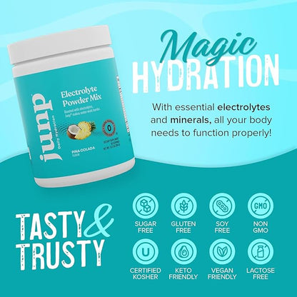 JUNP Electrolytes Powder No Sugar No Carbs – Pina Colada Coconut Pineapple Keto Electrolyte Drink