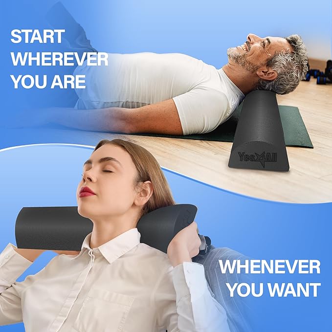 Yes4All Medium Firm Half Foam Rollers for Post-Workout Relaxation, 12/18/24/36 inch PE Foam Roll