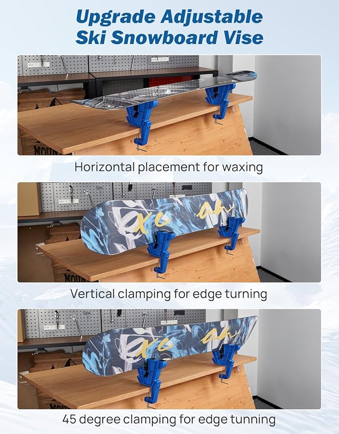 JOYTUTUS Ski and Snowboard Vises for Tuning, Edges and Waxing, Non-Slip Snowboard Clamp with Rubber