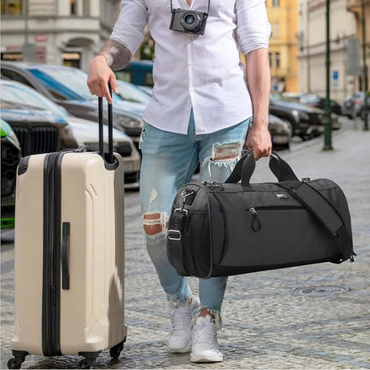 TOPDesign Gym Bag for Women & Men, Unisex Duffel Bag with Shoe Compartment & Wet Pocket for Travel