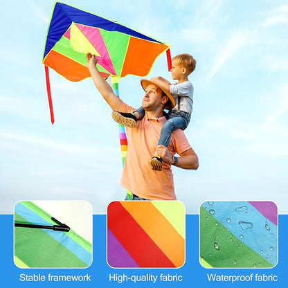 8 Pack Kites for Kids Butterfly Fish Rainbow Delta Pattern with 8 Pcs 109 Yard Kite String Large