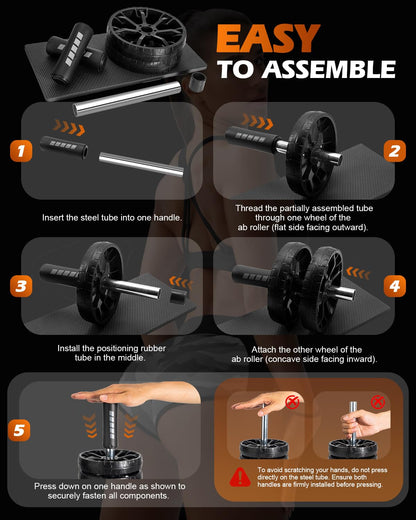 Citufuol Upgraded Ab Roller Wheel, Abdominal Core Workout Equipment for Home Gym with Knee Pad