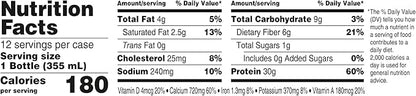 Oikos Protein Shake, Chocolate, 30g High Protein Drinks, Shelf Stable, Ready to Drink, 5g Prebiotic