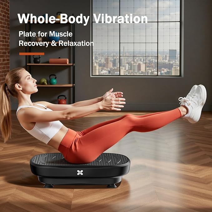 Vibration Plate Exercise Machine, Vibration Plate Platform with Bluetooth & Resistance Bands
