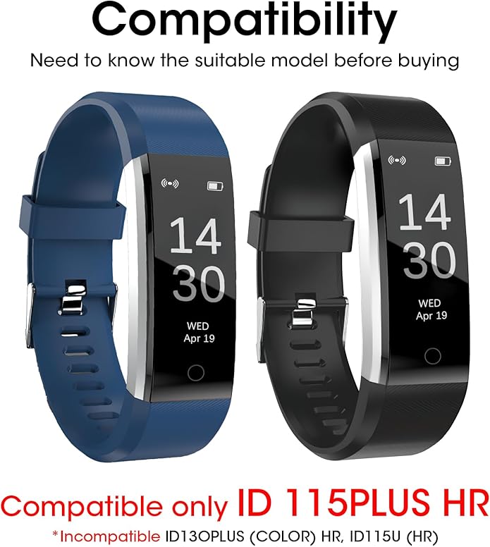 Watch Bands Replacement for ID115plus HR, Very Fit Pro Activity Fitness Tracker Wrist Bands Set
