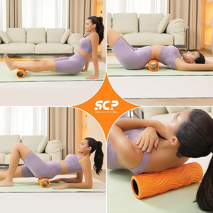 Foam Roller - Muscle Massage Roller for Back Pain & Stretching - Ergonomic Wide Wave Textured
