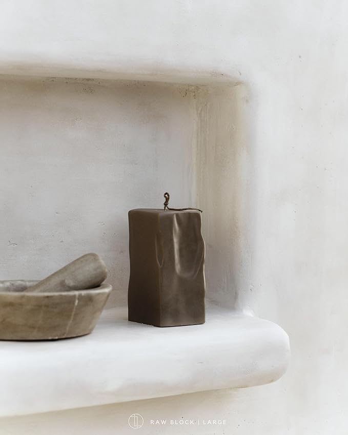 LAWA Raw Block Candle - Beautiful Handmade Pillar Scented Soy Wax Elegant Aesthetic Candle