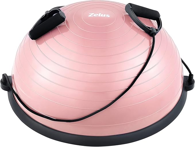 ZELUS Balance Ball Trainer with Resistance Bands and Foot Pump, Inflatable Yoga Ball for Home Gym
