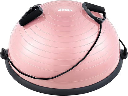 ZELUS Balance Ball Trainer with Resistance Bands and Foot Pump, Inflatable Yoga Ball for Home Gym