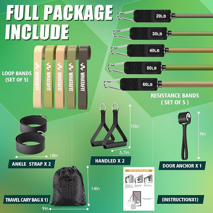 WHATAFIT Resistance Bands, Exercise Bands，Resistance Bands for Working Out, Work Out Bands with