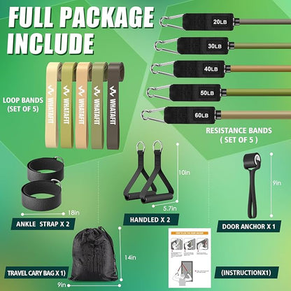 WHATAFIT Resistance Bands, Exercise Bands，Resistance Bands for Working Out, Work Out Bands with