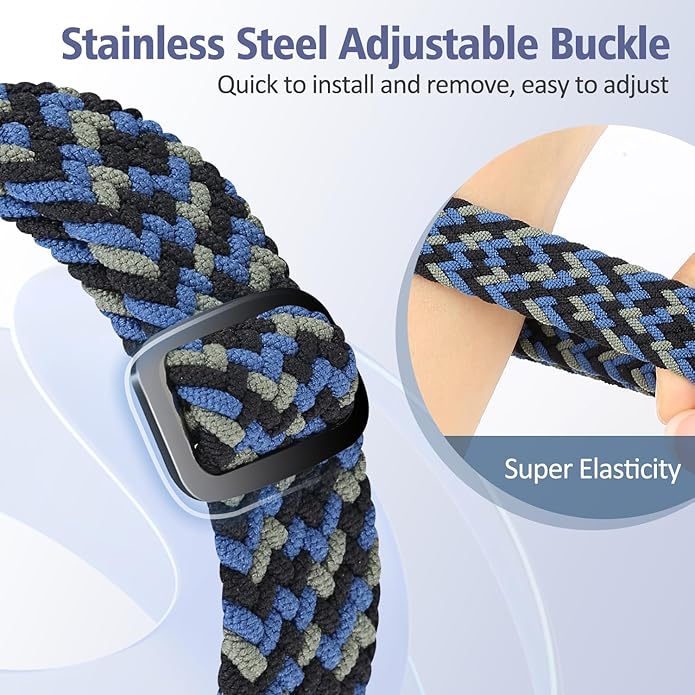 Elastic Braided Bands Compatible with Fitbit Charge 5/Fitbit Charge 6 for Women Men, Breathable
