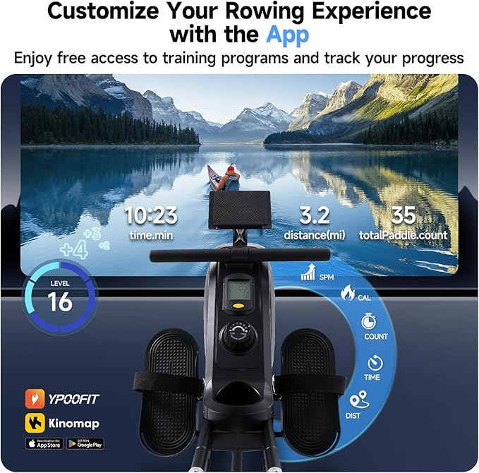 Rowing Machine for Home, 350 LB Capacity, 16-Level Silent Resistance, Magnetic Rowing Machines for