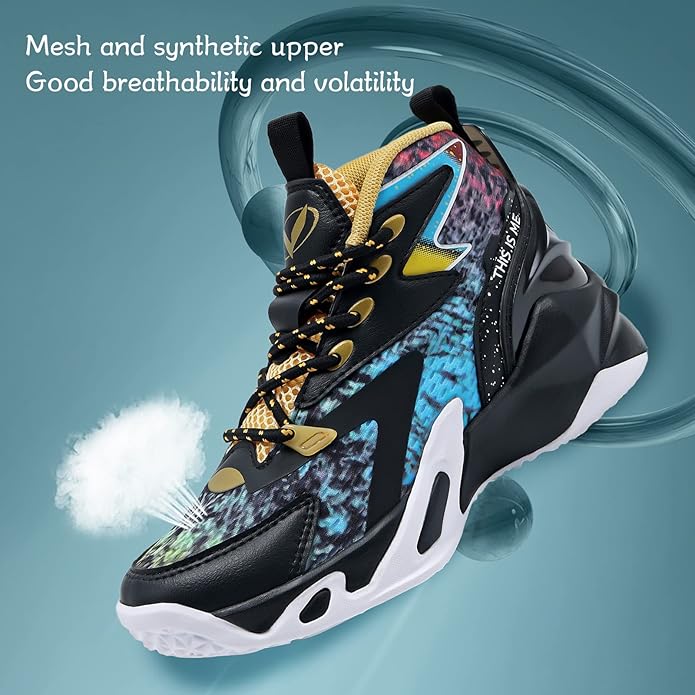 VITUOFLY Kids Basketball Shoes Boys Air Cushion Sneakers Girls Mid Top School Hoops Shoes Non-Slip