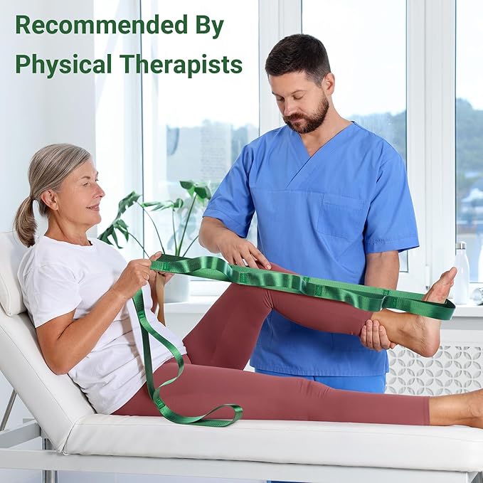 Stretch Strap With Loops For Physical Therapy, Yoga Straps For Stretching With Loops, Non-elastic