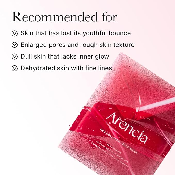Red Collagen Jello Mask, Plump & Hydrating x 4ea, Overnight Hydrogel Mask for Dry, Mature Skin