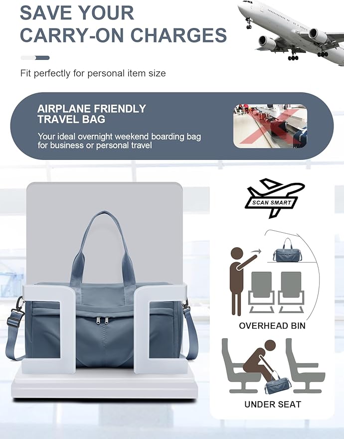 Gym Bag for Women Men with Shoe Compartment, Sport Duffel Bag, Waterproof Travel Weekender