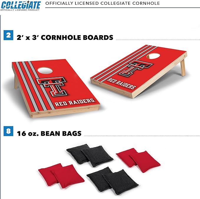 2' x 3' Solid Wood Cornhole Set with Direct Print HD Team Graphics – Great Gift for Any NCAA Fan!