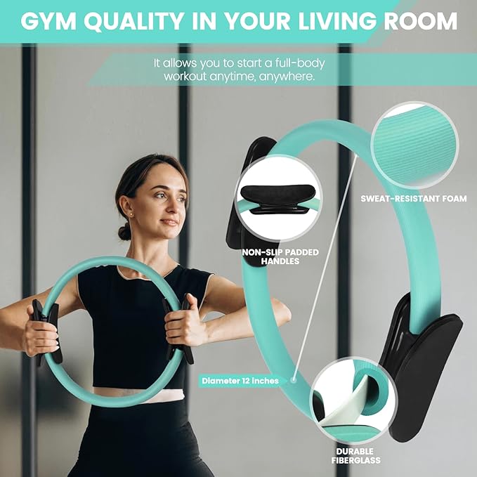 Home Pilates Essentials Kit for Women,Pilates Equipment Set with 9 Inch Yoga Ball,Figure 8