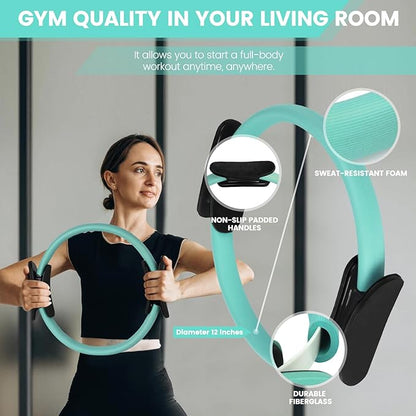 Home Pilates Essentials Kit for Women,Pilates Equipment Set with 9 Inch Yoga Ball,Figure 8
