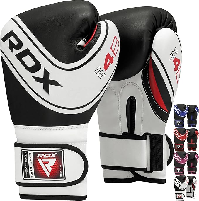 RDX Kids Boxing Gloves, 6oz 4oz Junior Training Mitts, Maya Hide Leather Ventilated Palm, Muay Thai