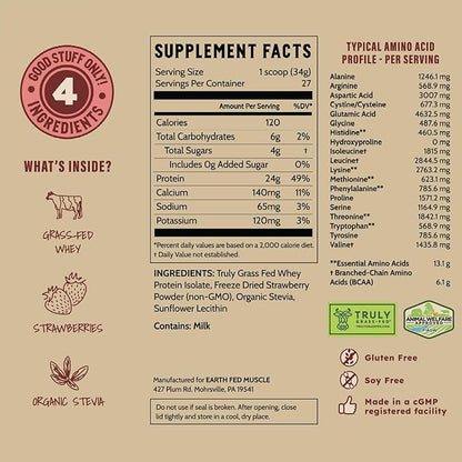 Earth Fed Muscle Strawberry?¯Feels??Forever) ??Irish Truly Grass?‘Fed Whey Protein Isolate, No