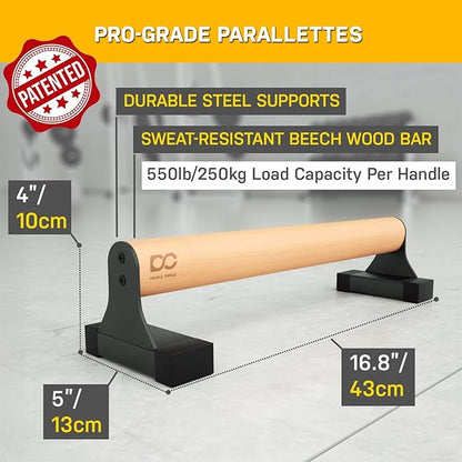 Double Circle Parallettes Push Up Bar with Ergonomic Wooden Handles - Calisthenics Equipment