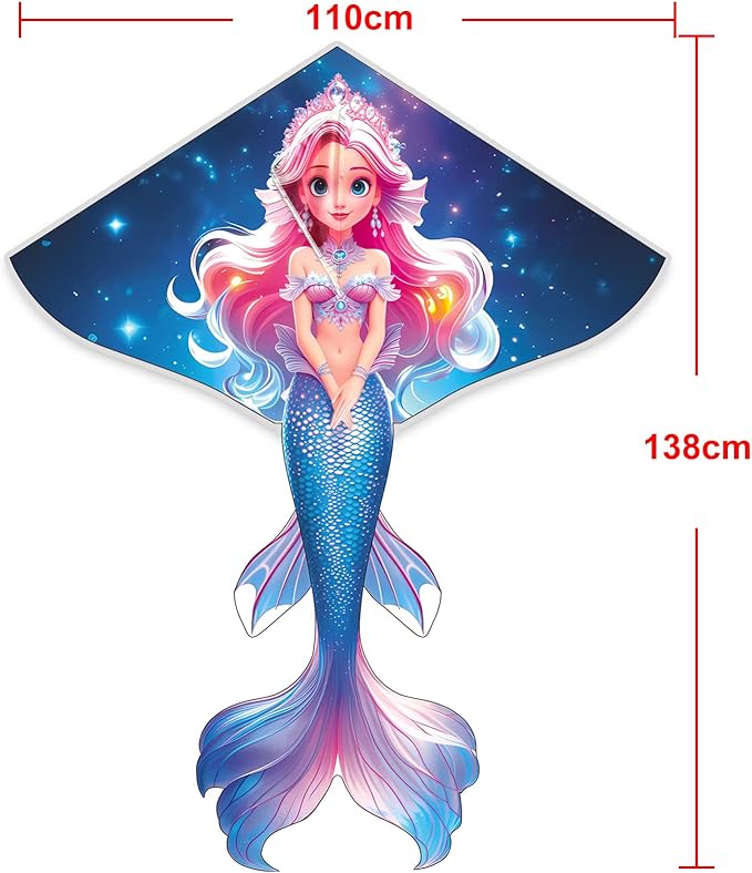 HENGDA KITE Beautiful Mermaid Kite for Kids Children Lovely Cartoon,Easy to Fly and
