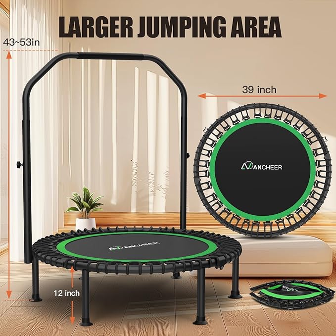Bungee Rebounder Trampoline,ANCHEER 40" Foldable Fitness Trampoline with 4-Level Adjustable