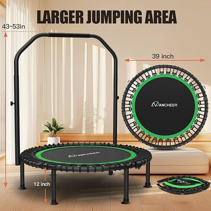 Bungee Rebounder Trampoline,ANCHEER 40" Foldable Fitness Trampoline with 4-Level Adjustable