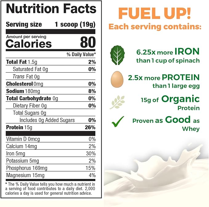 Raw Pea Protein Powder, Vegan Plant Based Protein, BCAA, Low-Carb, Low-Sugar, Original Unflavored