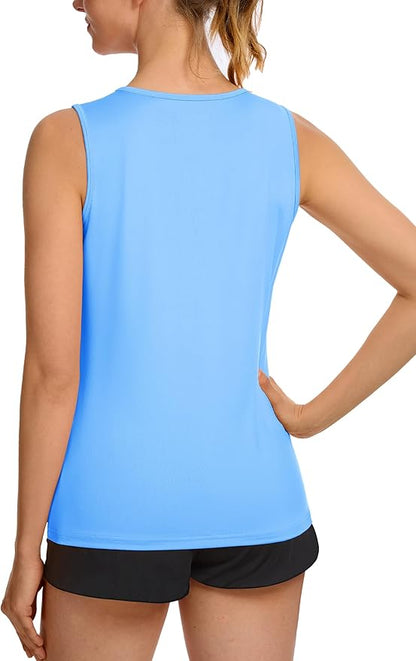 TACVASEN Women's UPF 80+ Workout Tank Top Sleeveless Quick Dry Sun Protection Hiking Athletic Gym