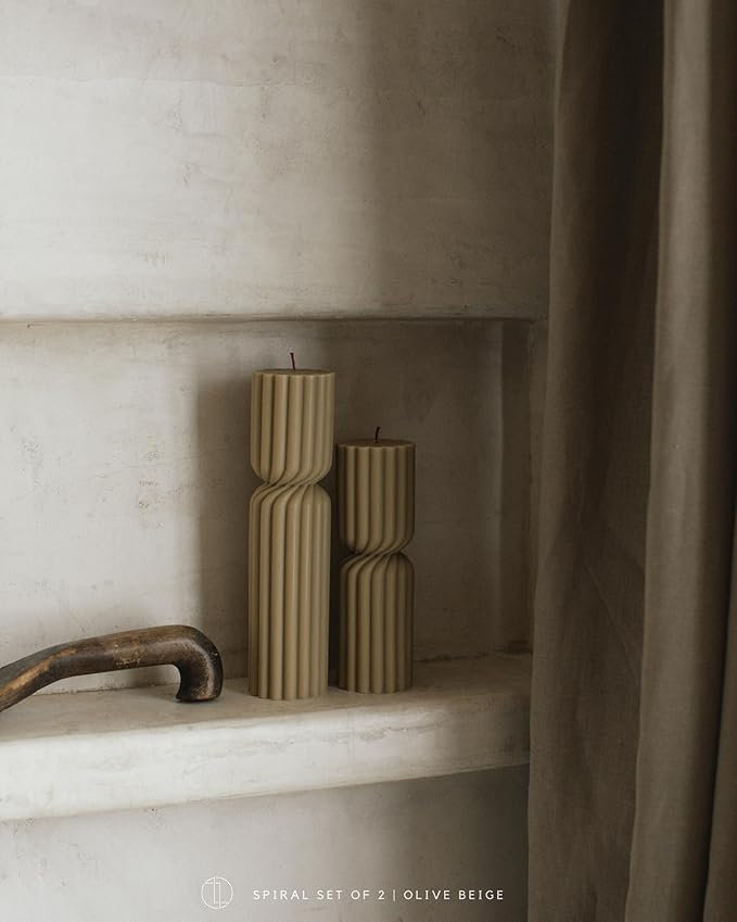 LAWA Spiral Spire Candle - Large Beautiful Handmade Pillar Scented Soy Wax Elegant Bubble Aesthetic