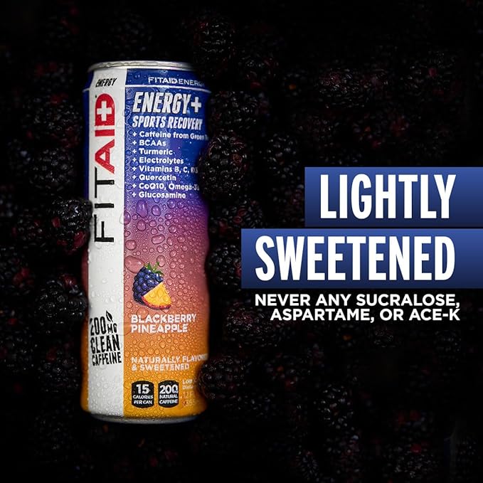FITAID ENERGY, 200mg Natural Caffeine, Keto, Blackberry Pineapple, Omega-3s, 15 calories, Paleo