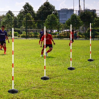 Red-White Soccer Agility Pole Set Rubber Base Dribbling Stick Traffic Warning Sign Pole