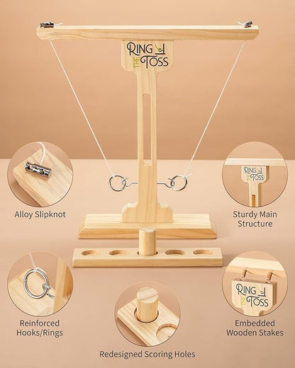 Ring Toss Game for Adults, 3-Second Instant Assembly Hook and Ring Game with Sturdy Structure, XL