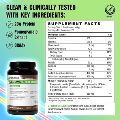 BODi Recover Plant-Based Protein Powder Blend??Post-Workout Chocolate Plant-Based Supplement for