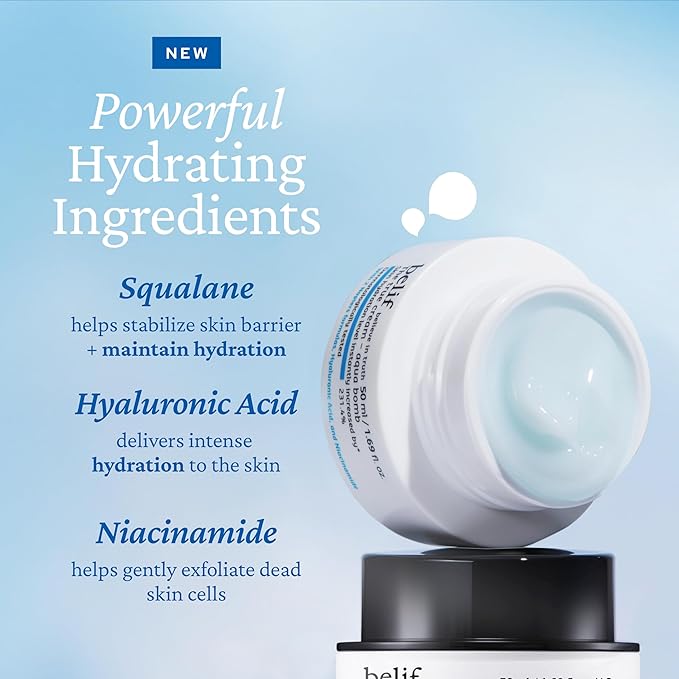 belif Aqua Bomb – Lightweight Gel Moisturizer with Niacinamide, Hyaluronic Acid & Squalane | 72H