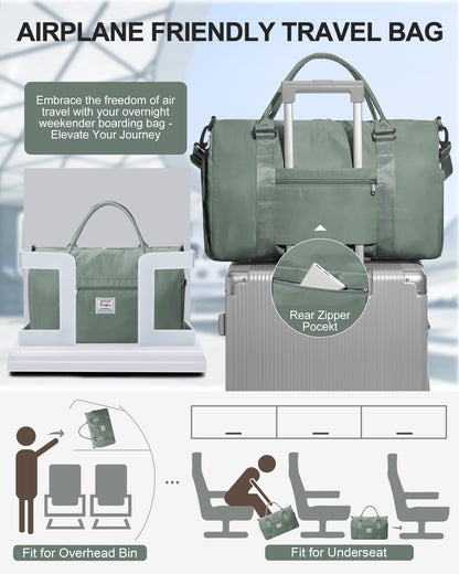 Gym Bag Womens Mens with Shoes Compartment and Wet Pocket Travel Duffel Bag for Women for Plane
