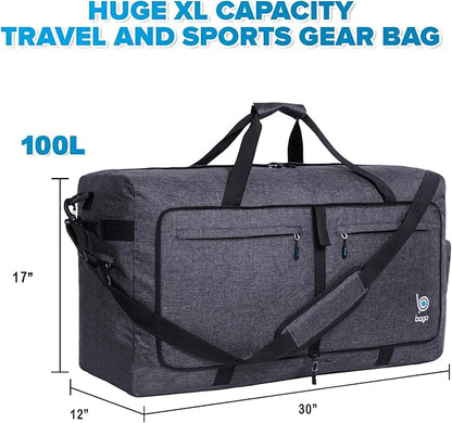 Bago Large Foldable Duffel Bags for Traveling Women & Men - 100L Packable Duffle Bag for Travel