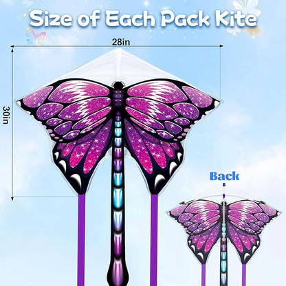 5 Pack Kites for Kids & Adults, Rainbow Butterfly Kite Delta Kites for Kids Age 4-8 8-12, Easy to