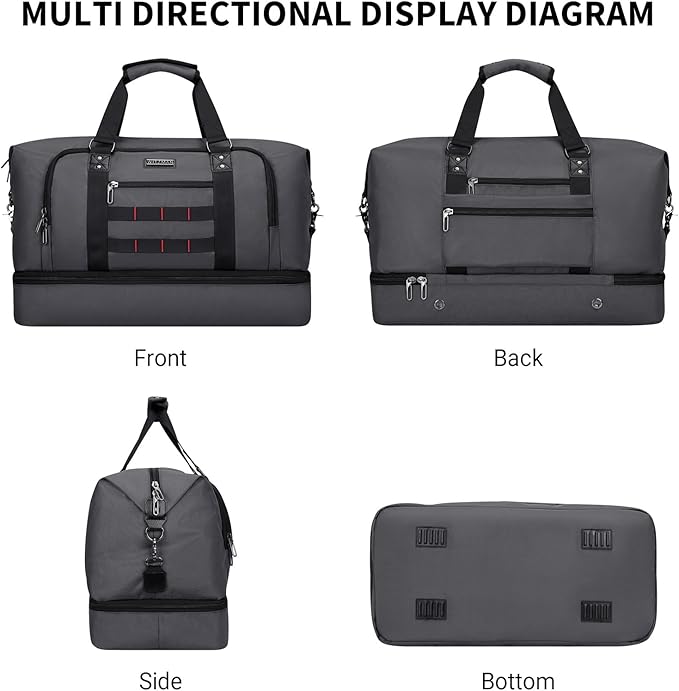 WITZMAN Travel Duffle Bags for Men Weekender Bags with Toiletry Bag Sets Carry On Overnight Bag 55L
