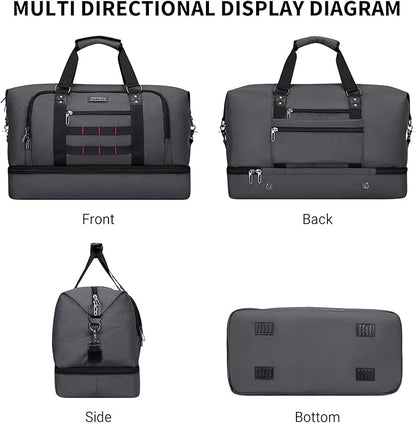 WITZMAN Travel Duffle Bags for Men Weekender Bags with Toiletry Bag Sets Carry On Overnight Bag 55L