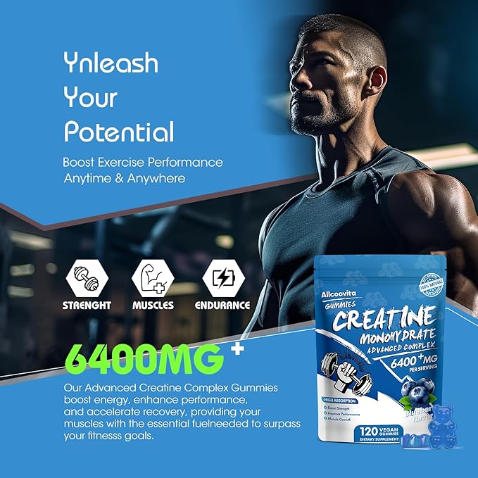 Creatine Monohydrate Gummies Complex for Men & Women - 120 Gummies Advanced Formula, L-Taurine +