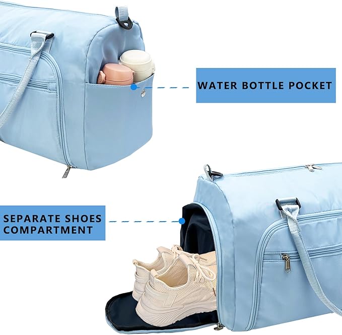 woogwin Gym Bag for Men & Women with Shoes & Wet Compartment Waterproof Duffle Bag for Travel